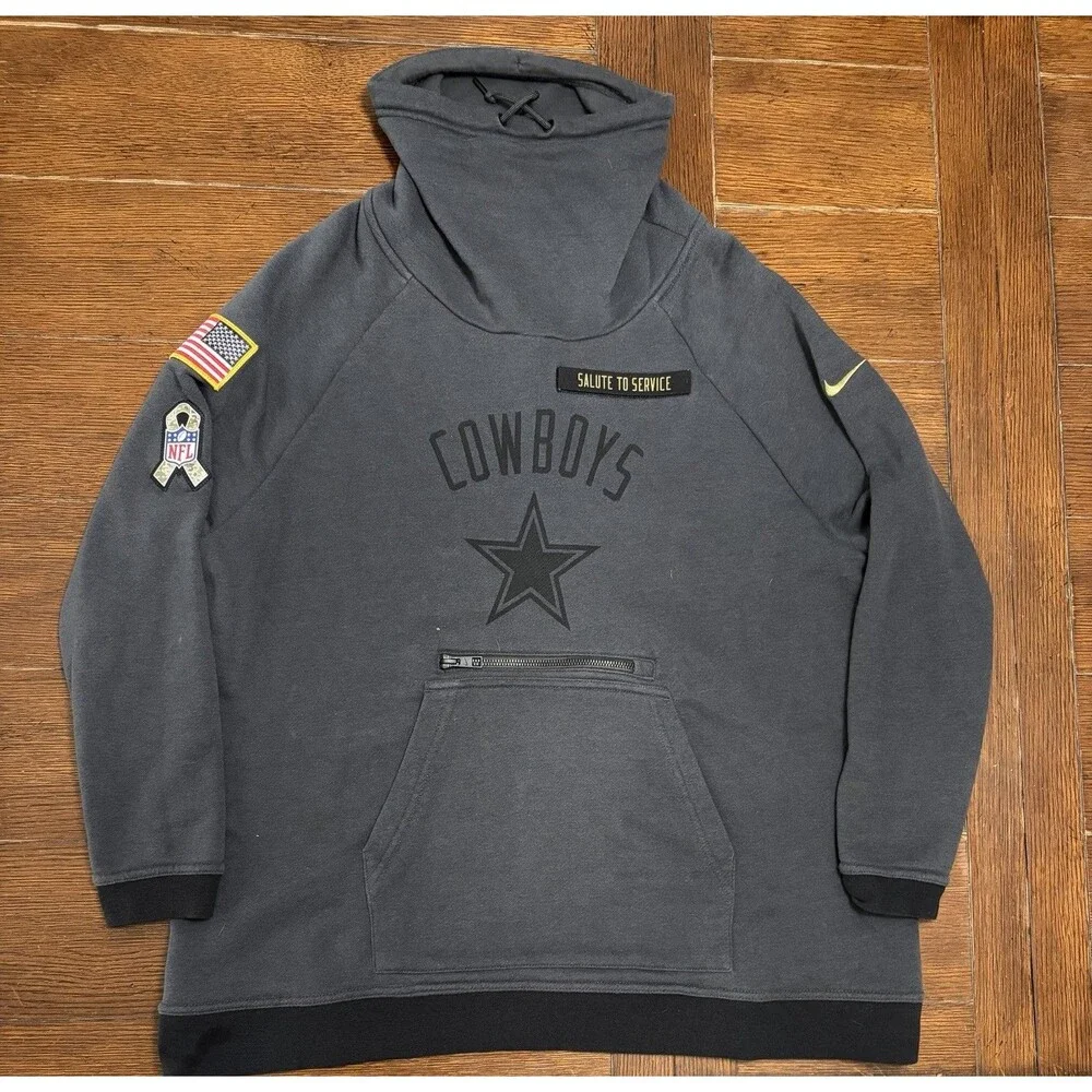 Nike Dallas Cowboys Salute To Service Sweatshirt Womens XL Gray Swoosh Cowl Neck